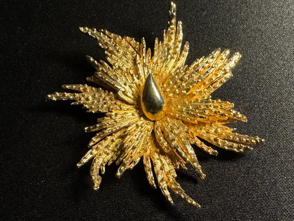 Capri Brush Textured Brooch Gold Tone